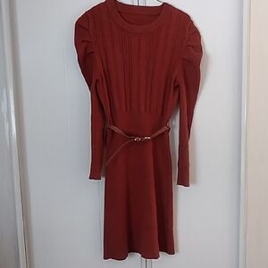 SHEIN Rust Long Sleeve Knit Dress